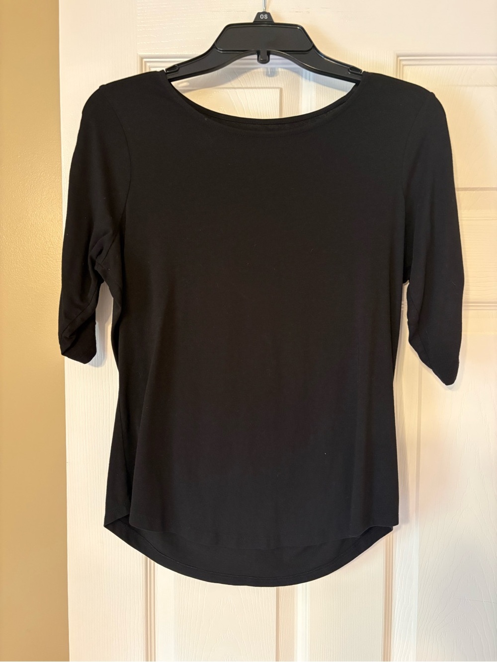 Cynthia Rowley Black 3/4 Sleeve Top Scoop Neck Stretch Casual Basic